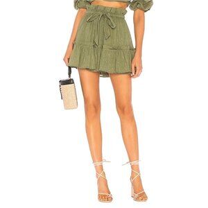 Majorelle Charlie Ruffled Mini Skirt in Green with Silver Threading Size Large